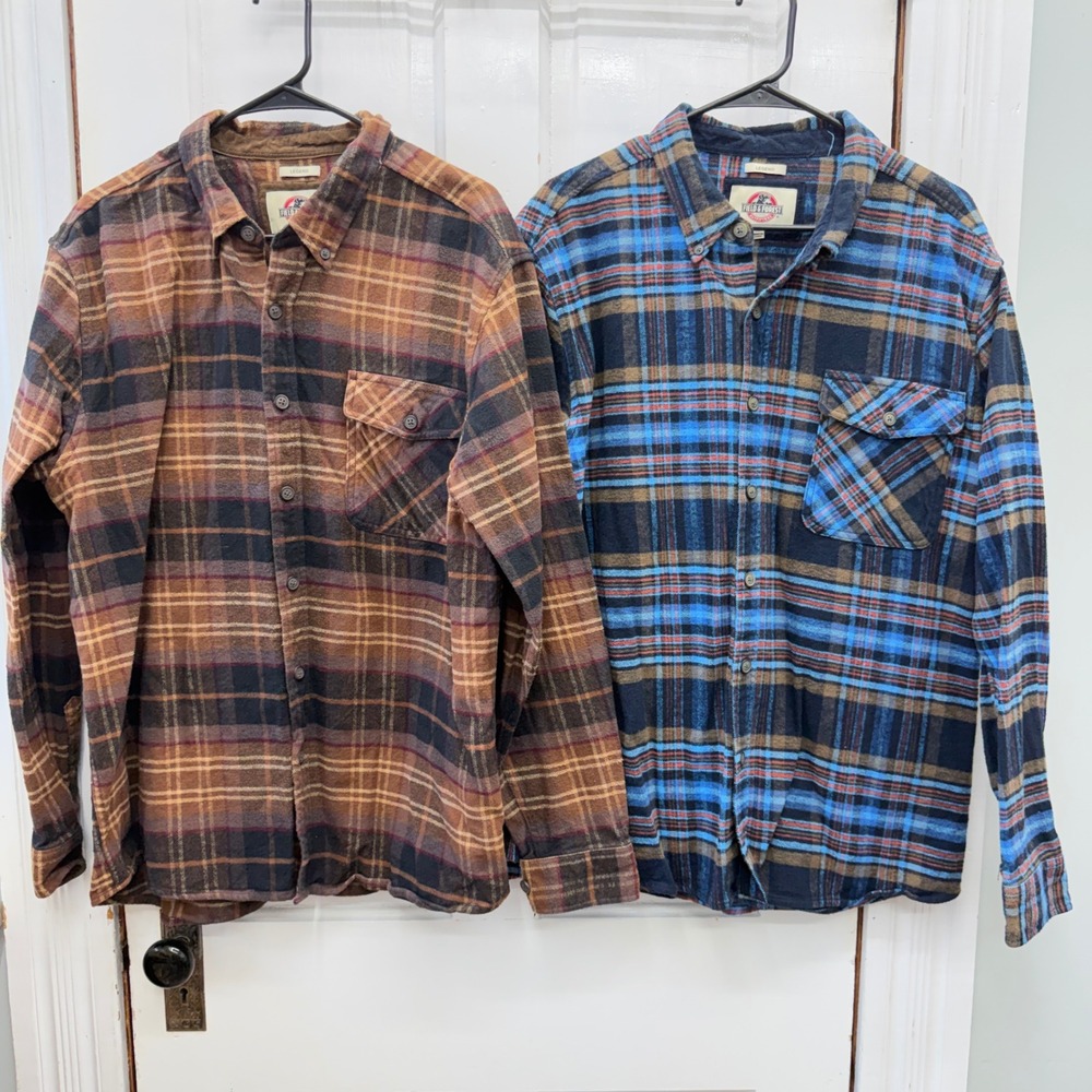 2 Field & Forest Legend Flannel Button Down Shirt Bundle Mens XL Multi Plaid